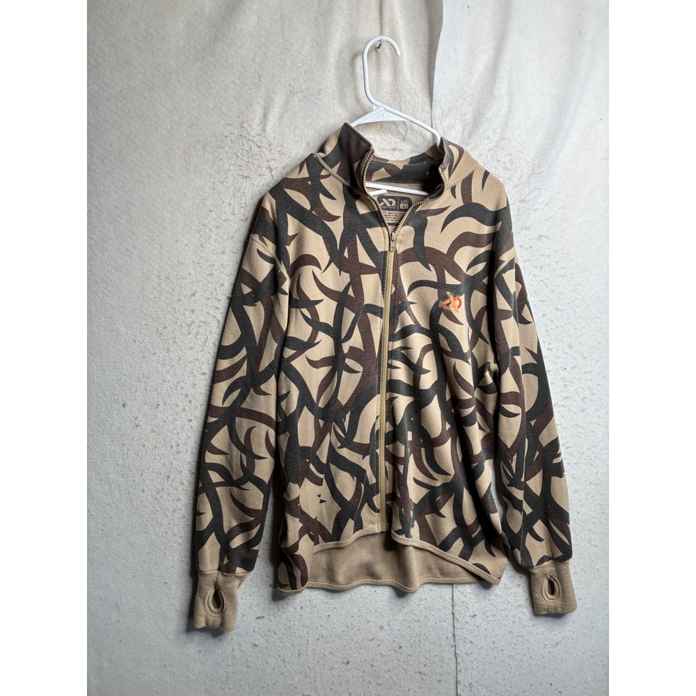 First Lite Chama Merino Wool 1/4 Zip Pullover Fusion Camo Hunting Base Layer L
